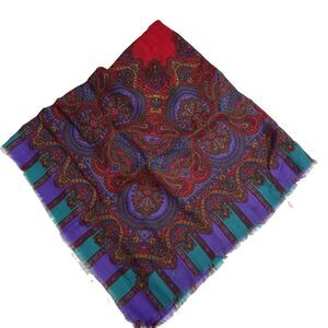 The Specialty House Wool Scarf Women’s Turquoise Purple Red Square
